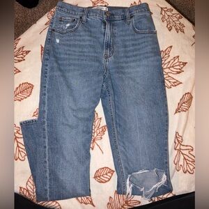 Abercrombie & Fitch Distressed High Rise Jeans - Medium Blue